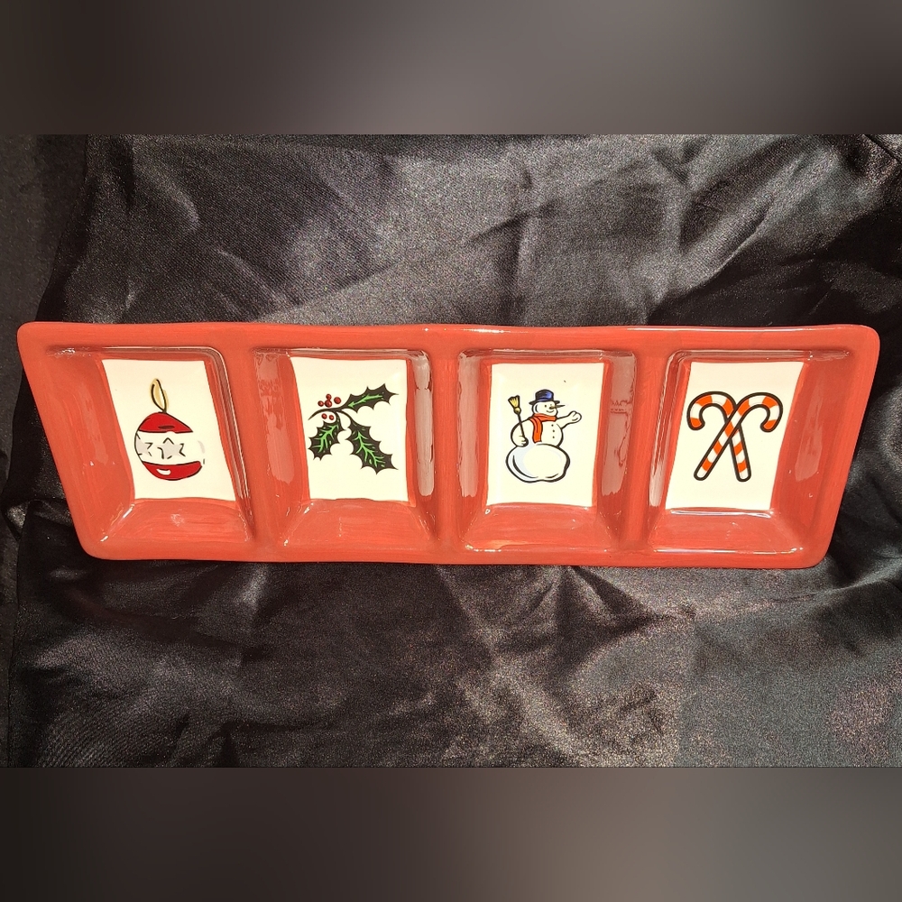 Eddie Bauer Serving Tray~Holiday Relish Dish~Appatizers~Christmas~Like New